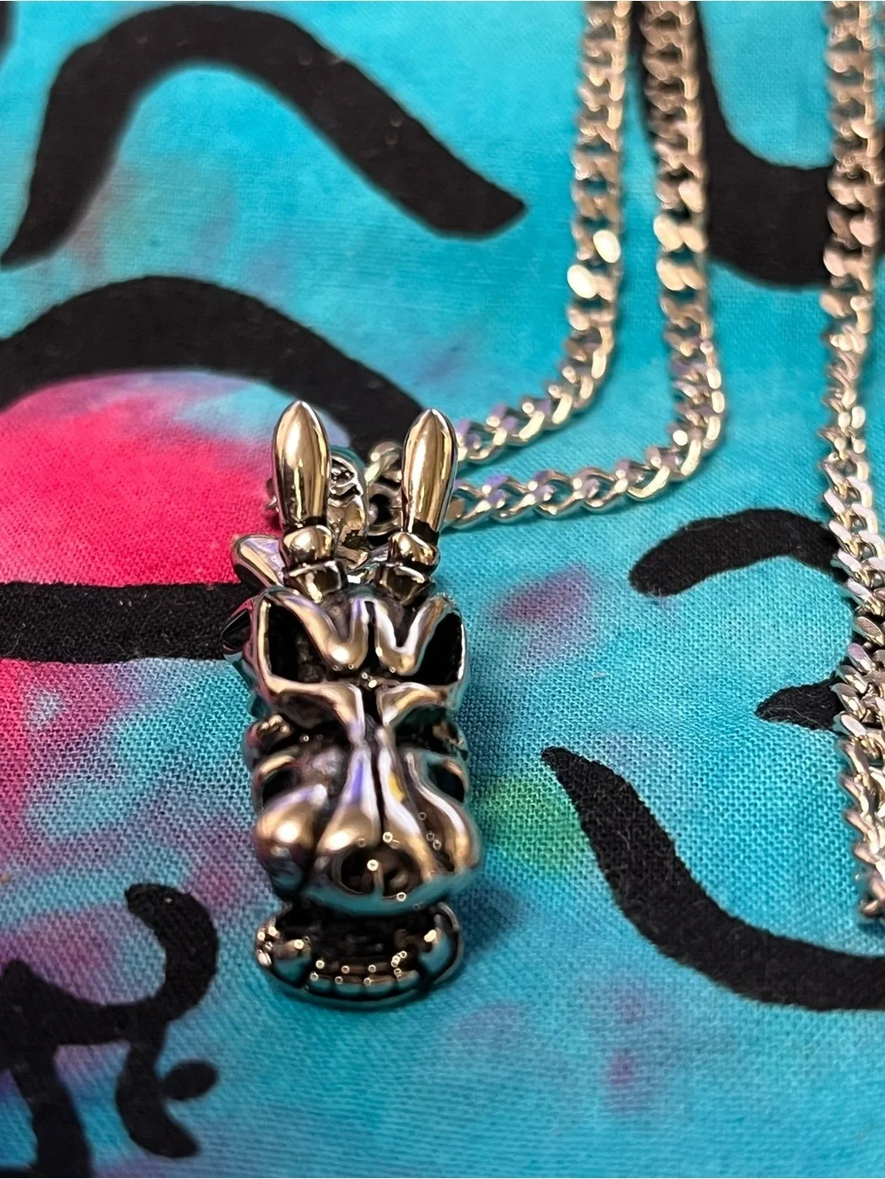 Stainless Steel Dragon Head Pendant Necklace 22” Chain Gothic Fantasy